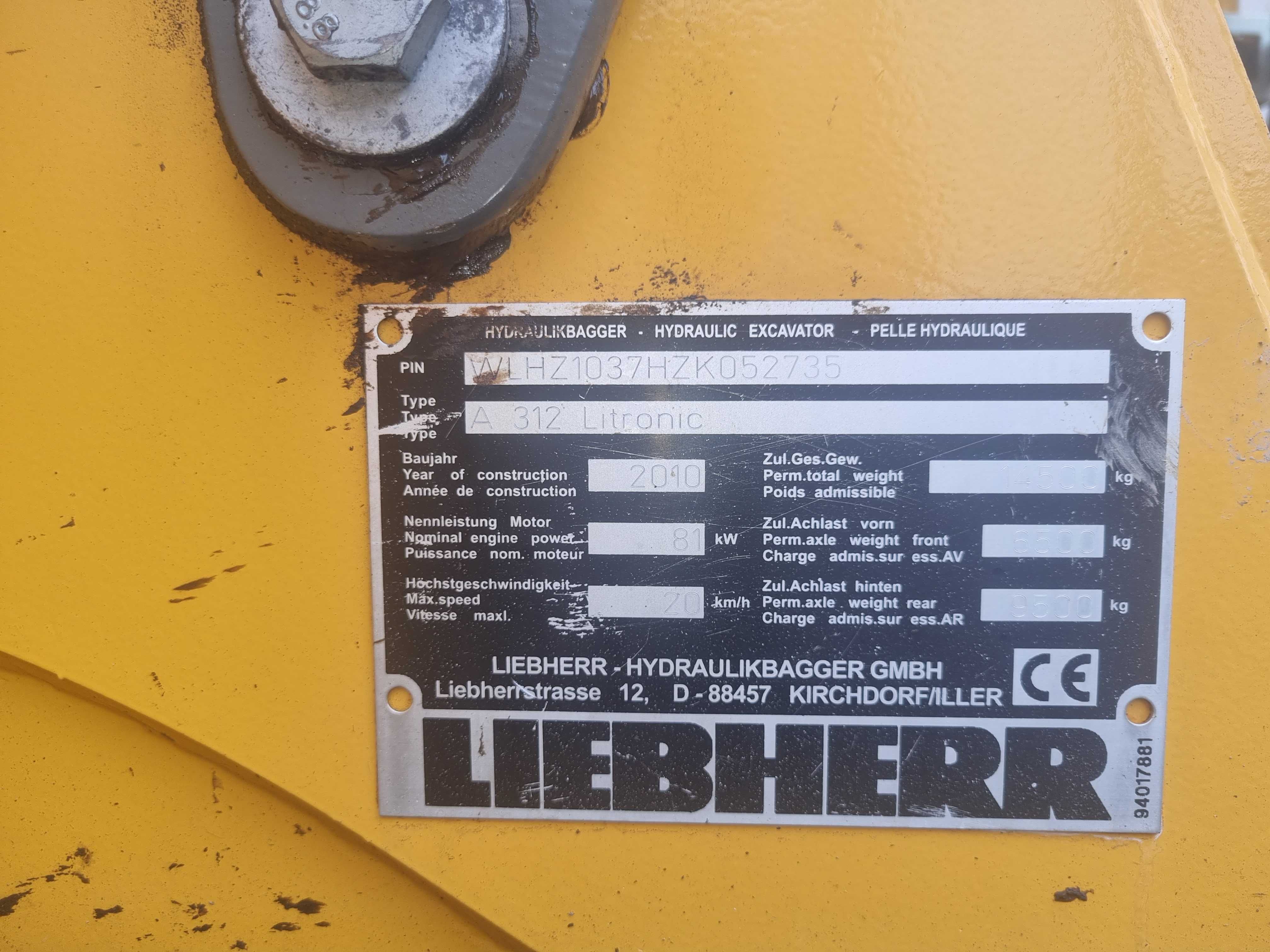 Koparka kołowa LIEBHERR A312 Litronic