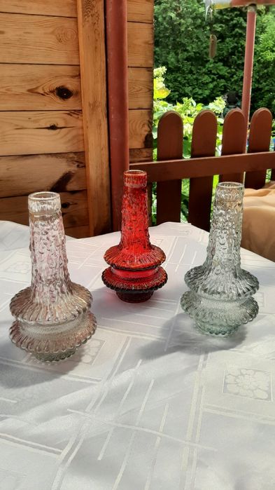 Unikatowe wazony UFO,proj.Timo Sarpaneva Iittalla.Szkło kadmowe-czerwo