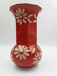 Piękny rzadko spotykany czerwony ręcznie malowany wazon CHODZIEŻ PRL