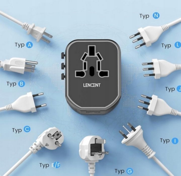 Adapter Uniwersalny Międzynarodowe Wtyczki 2 USB-A AC USA/UK/EU/AUS LE