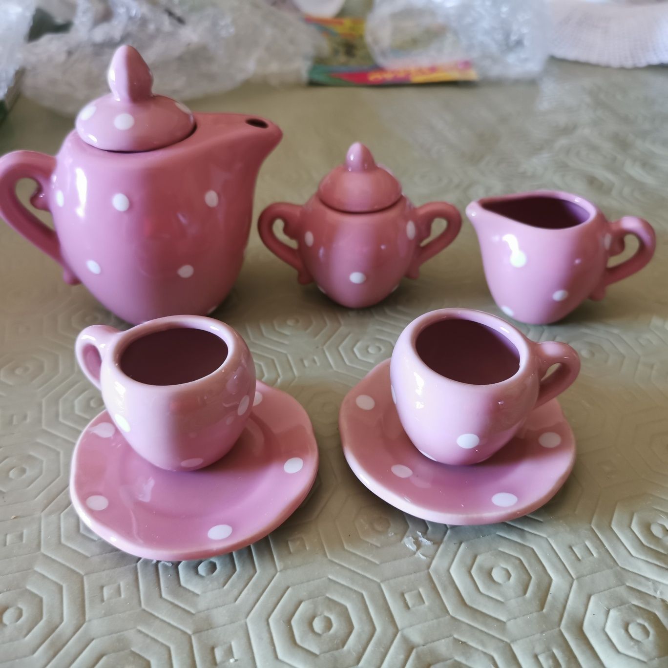 Serviço chá porcelana miniatura