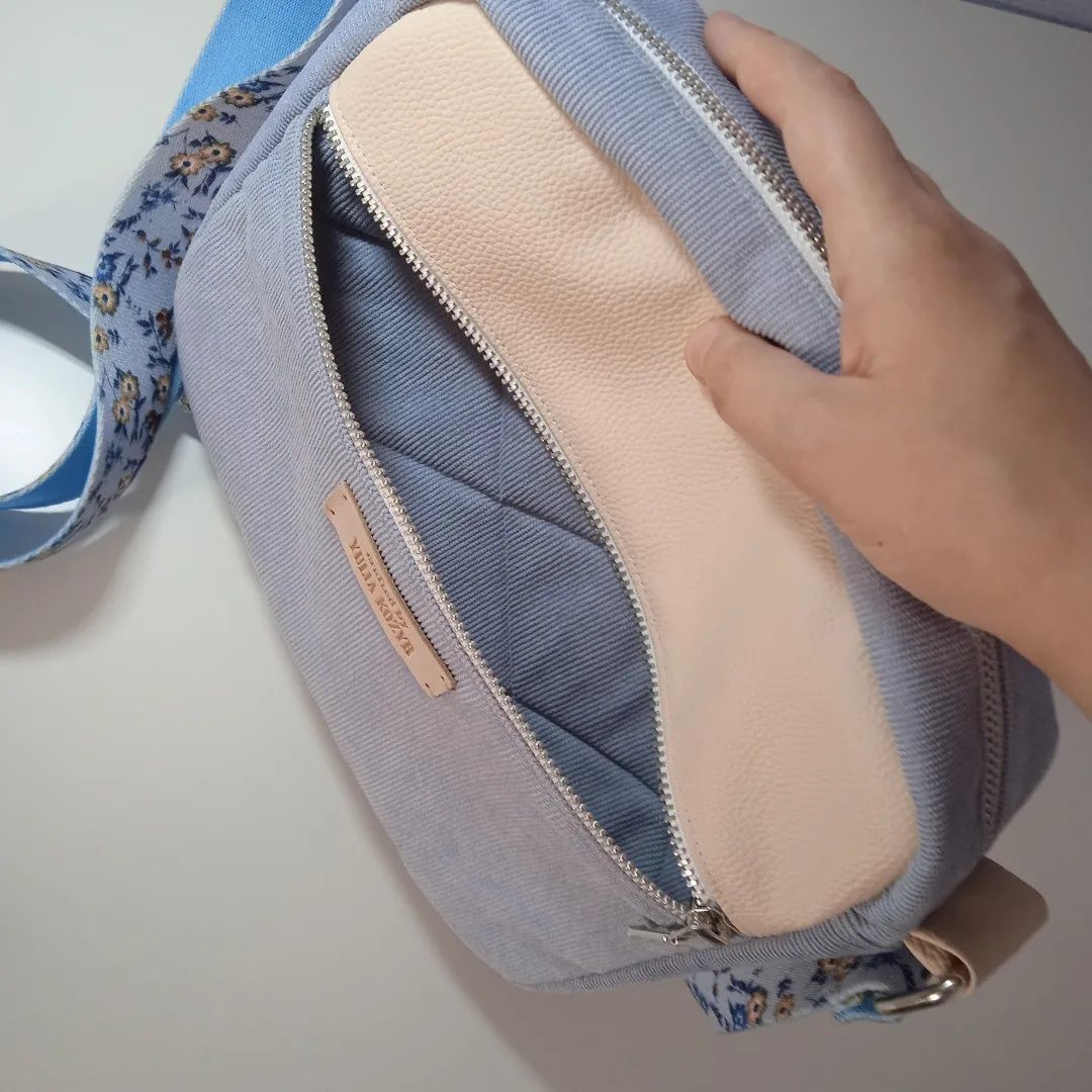 Вельветова сумка з декоративним ремнем, ручна робота