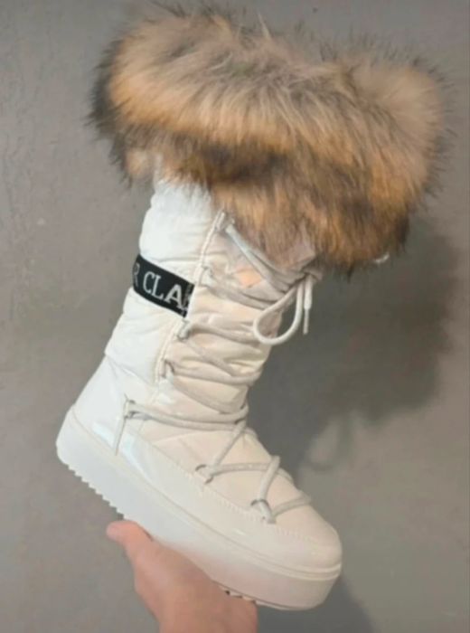 Wysokie, białe śniegowce, kozaki, buty zimowe, 36-39