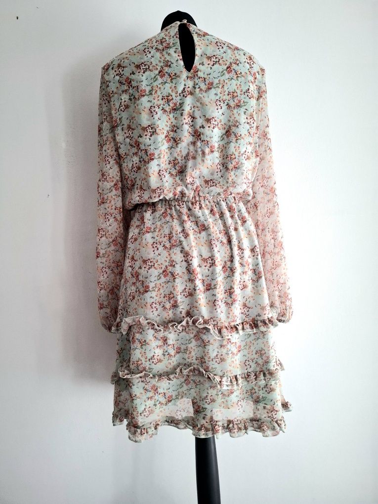 MOHITO Sukienka mini midi w kwiatki coquette mgiełka wiosna 38 m l 40