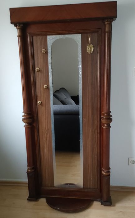 Lustro antyczne Vintage z wieszakami i półką - Transport