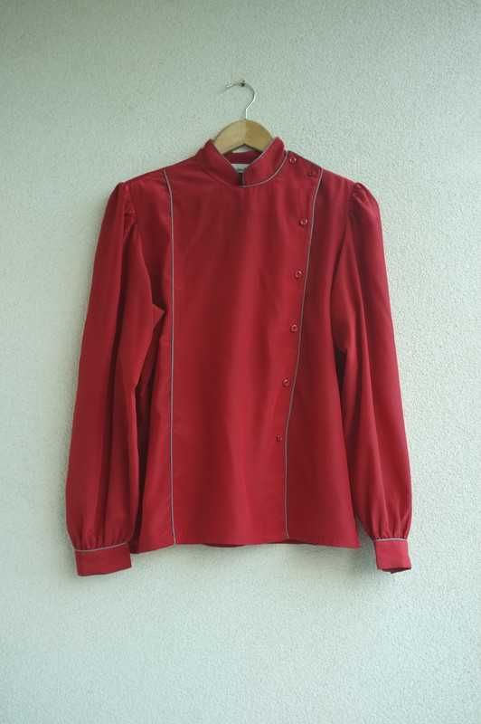 bluzka vintage lata 70-te 80-te Lecomte asymetryczna bordowa 38 M