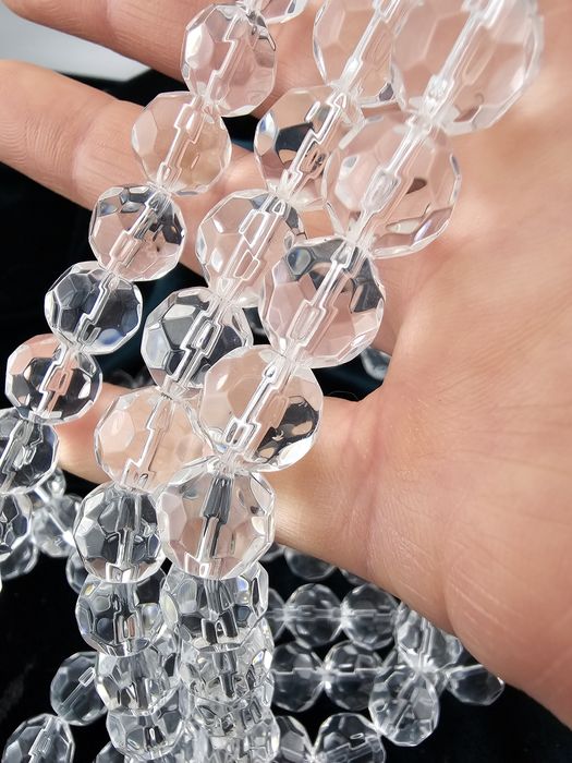 28szt Kryształy 12mm kryształki szklane fasetowane bezbarwne