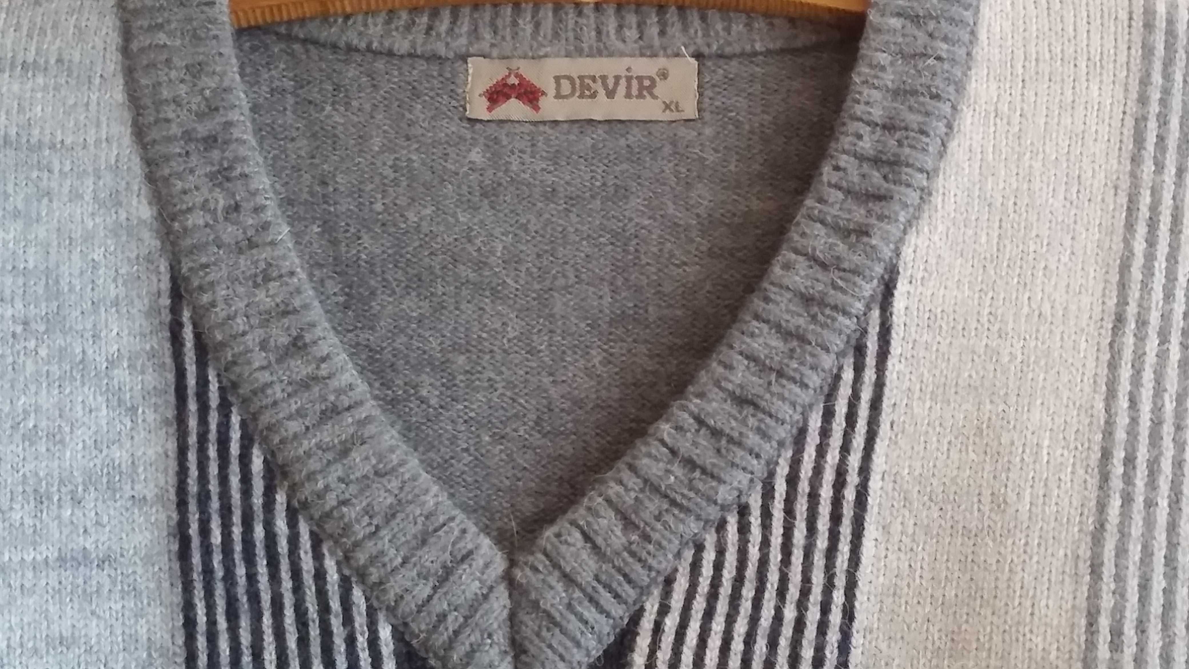 Piękny duży męski sweter XL/2XL - wełna z acrylem - bdb !!