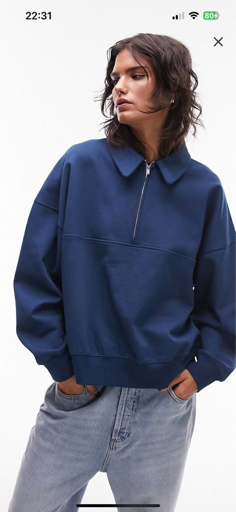 Topshop Кофта свитшот оверскйз zip sweatshirt oversize