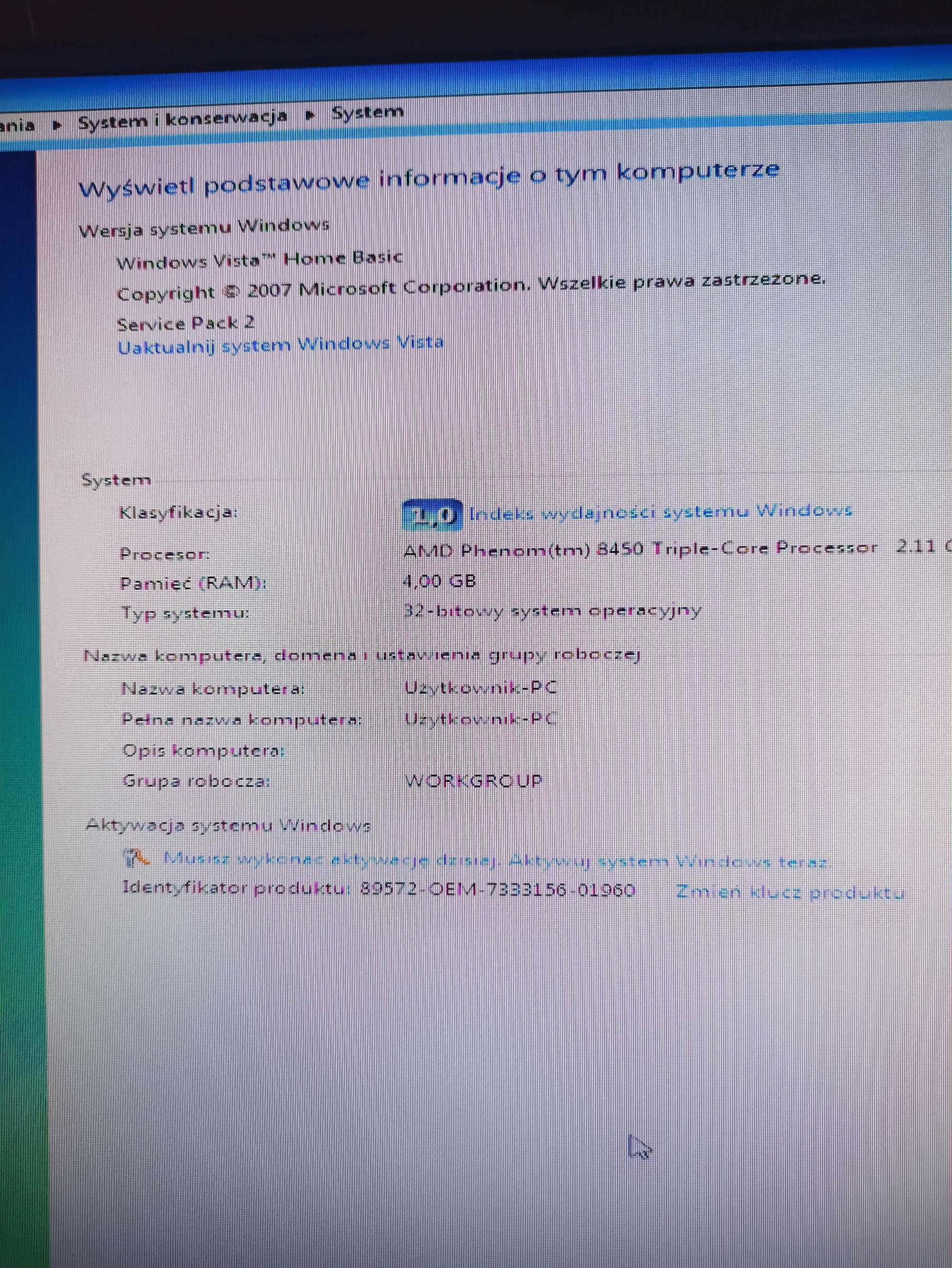 Komputer 2,11Ghz, 4GB ram monitor klawiatura