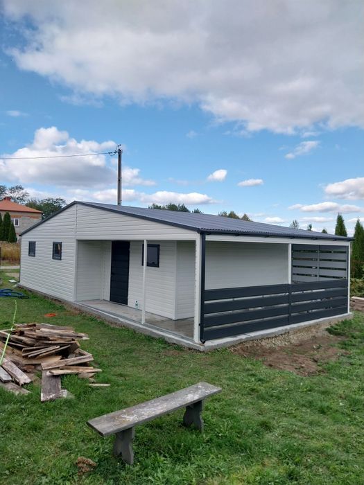 Garaż blaszany drewnopodobny profil zamknięty