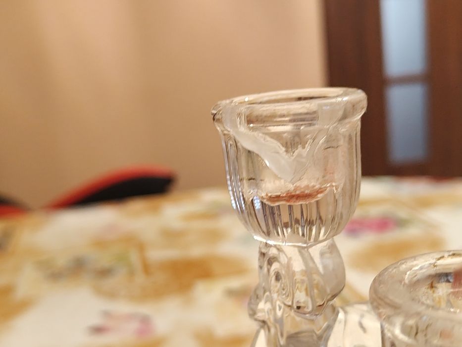 Świecznik szklany Art-deco