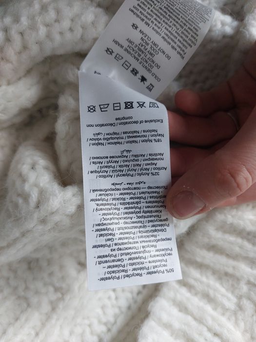 Nowy sweter ciążowy ecru biały ze splotem warkoczowym ciepły r. S piec