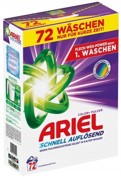 16KG ARIEL PROSZEK do Prania Kolorów 4x72 Prania Niemiecki Oryginalny