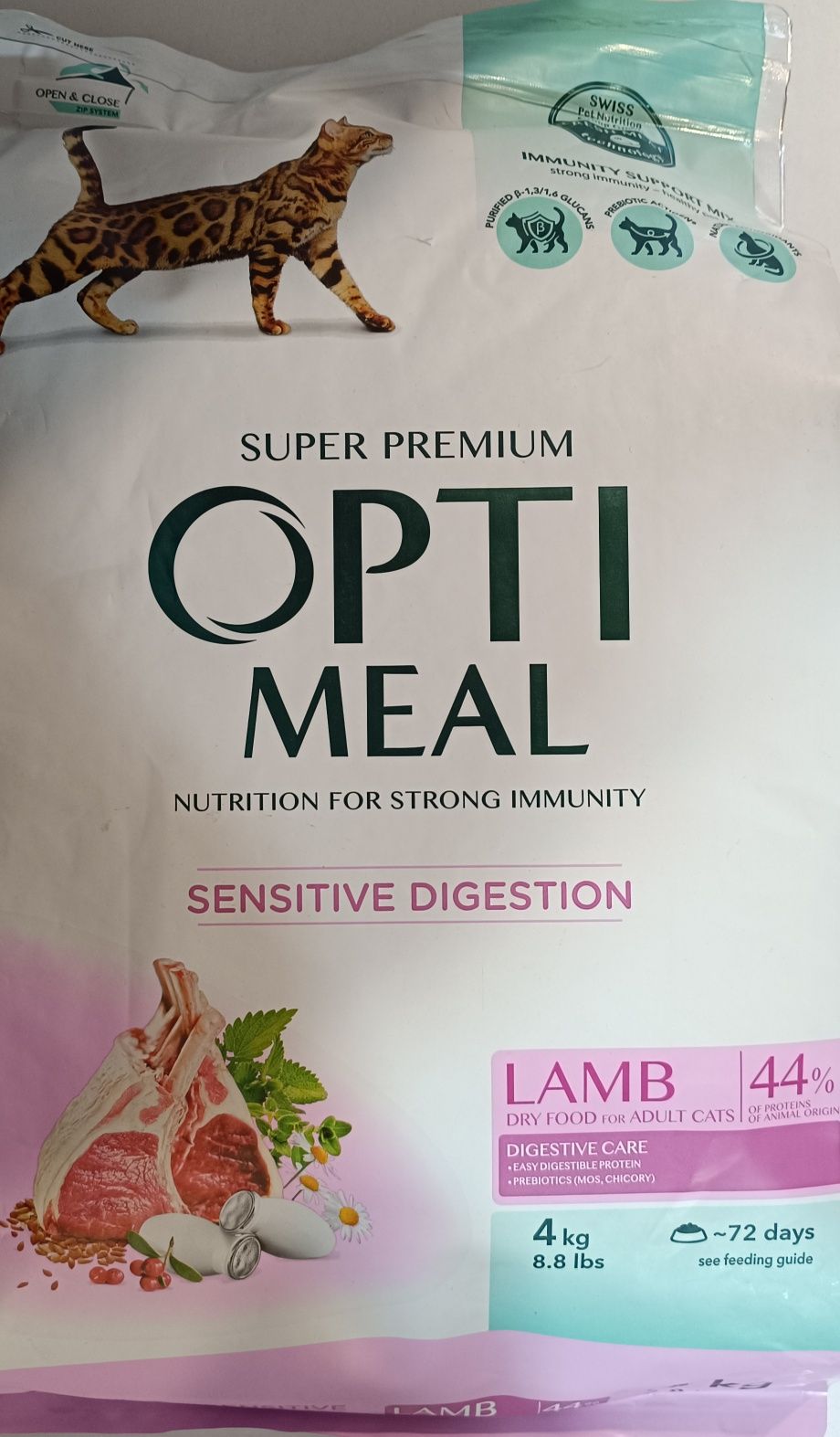 Корм для котов OptiMeal Оптимил Lamb Sensitive с ягненком 4 кг