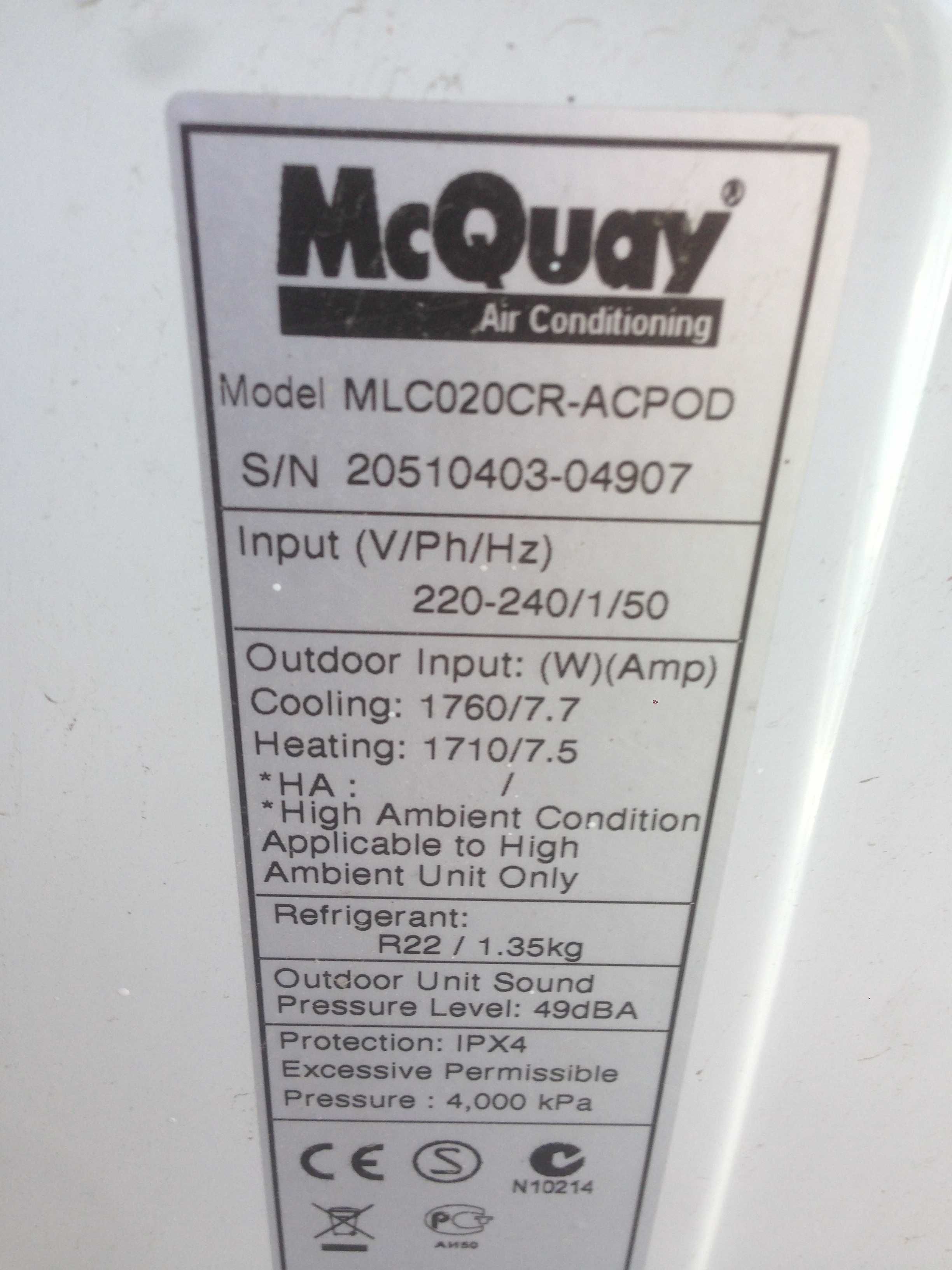 Кондиционер McQuay MLC020CR 2 шт. цена за 1 шт.