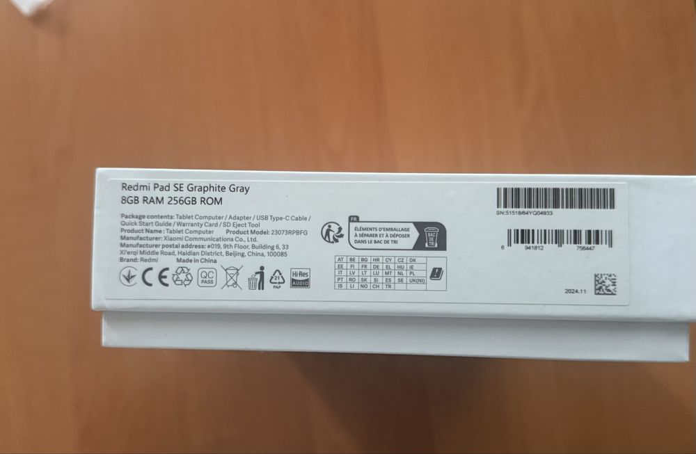 Xiaomi pad se 8/256 graphite gray 11 дюймів