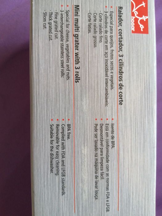 Ralador e cortador com 3 lâminas diferentes