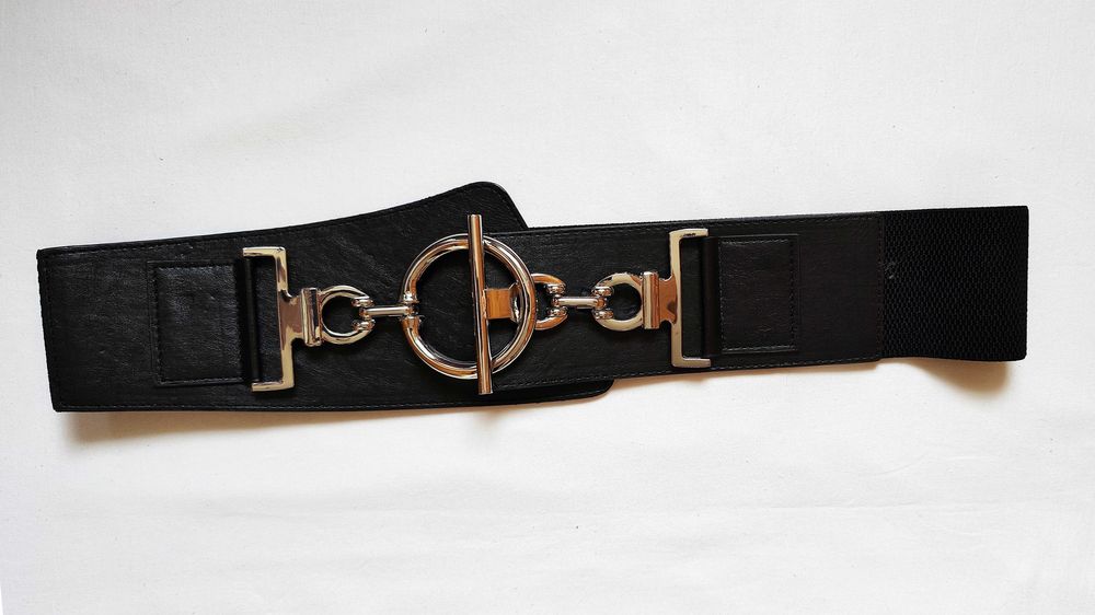 Skórzany Pasek Damski - Szer 9 cm, Dł 100 cm - Rozciągany. Nowy