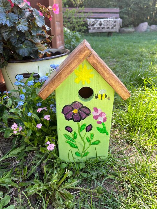 Budka lęgowa ulik dla mniejszych ptaków kolorowa handmade