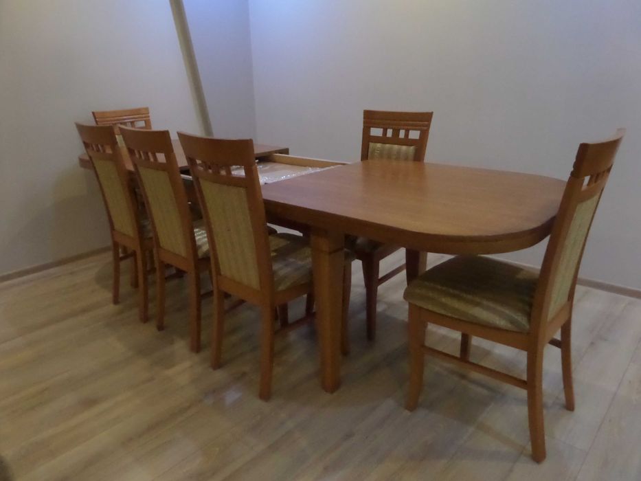 śliczny masywny dębowy stół + 6 krzeseł stan bdb wysyłka dowóz