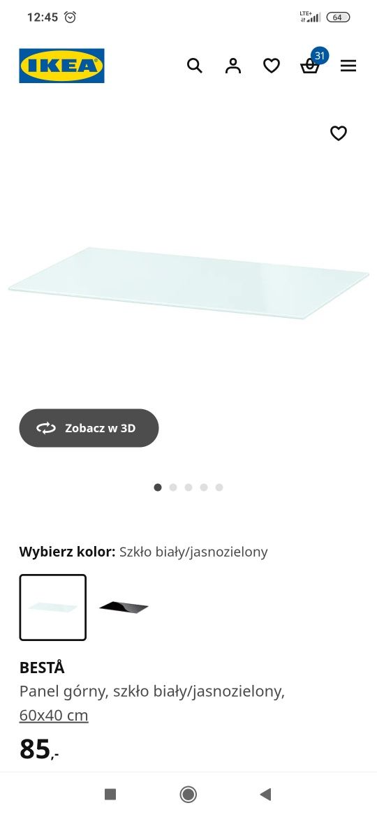 Panel szklany ikea besta 2 sztuki