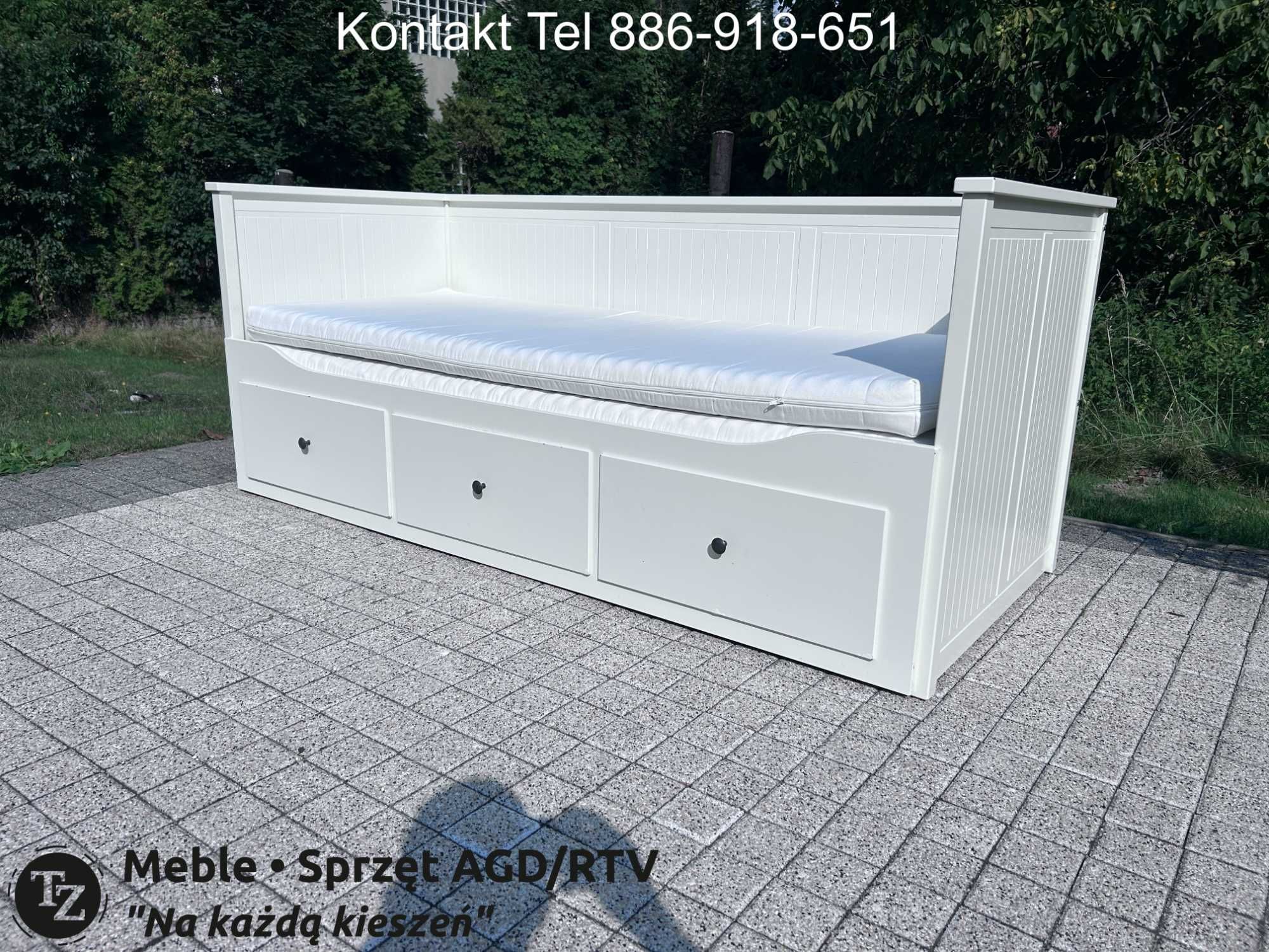 IKEA HEMNES Łóżko Leżanka z 3 szufladami, 2 materace, białe Transport
