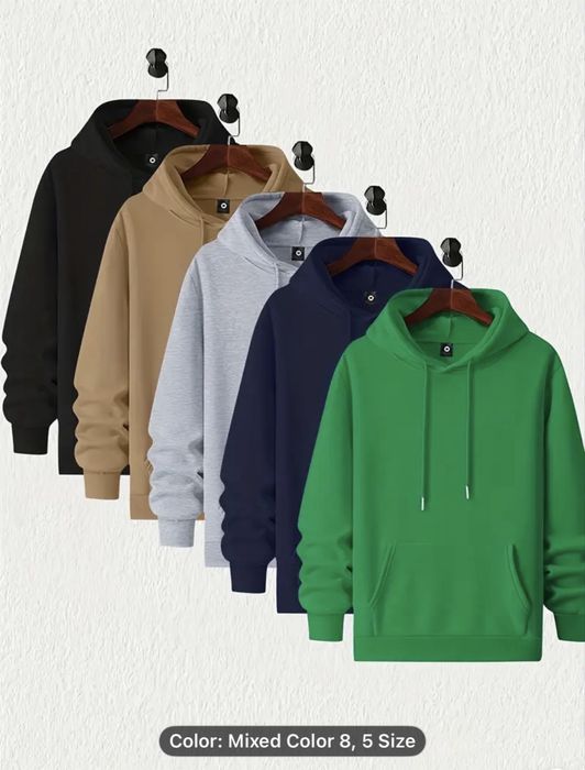 Pack com 5 hoodies de manga comprida para homem.