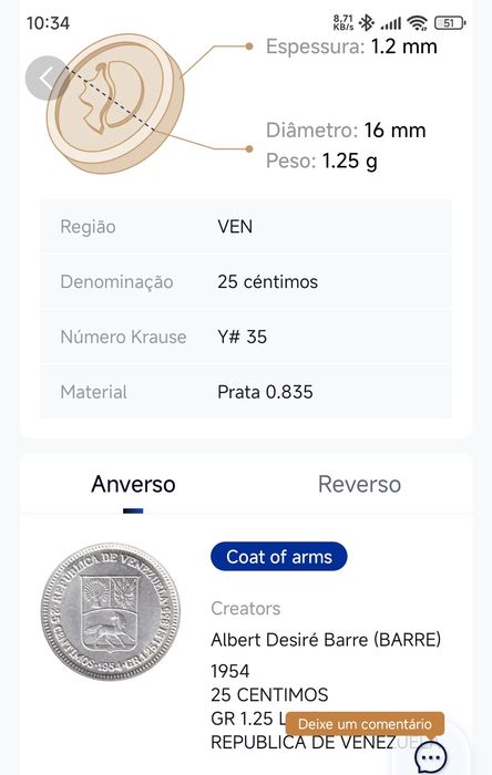 Moeda de Prata 0,835