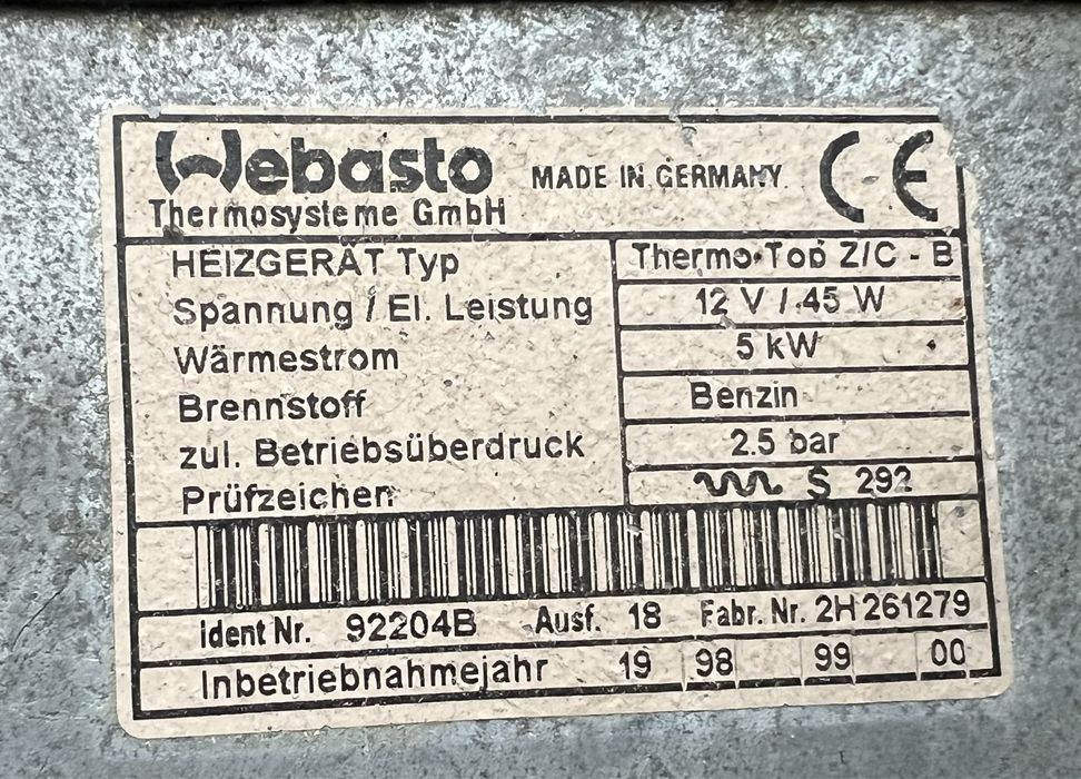 Автономка Webasto Thermo-Top Z/C-B бензин мокрая