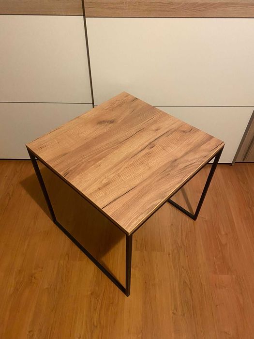 Stolik Loft blat Dąb Craft Złoty