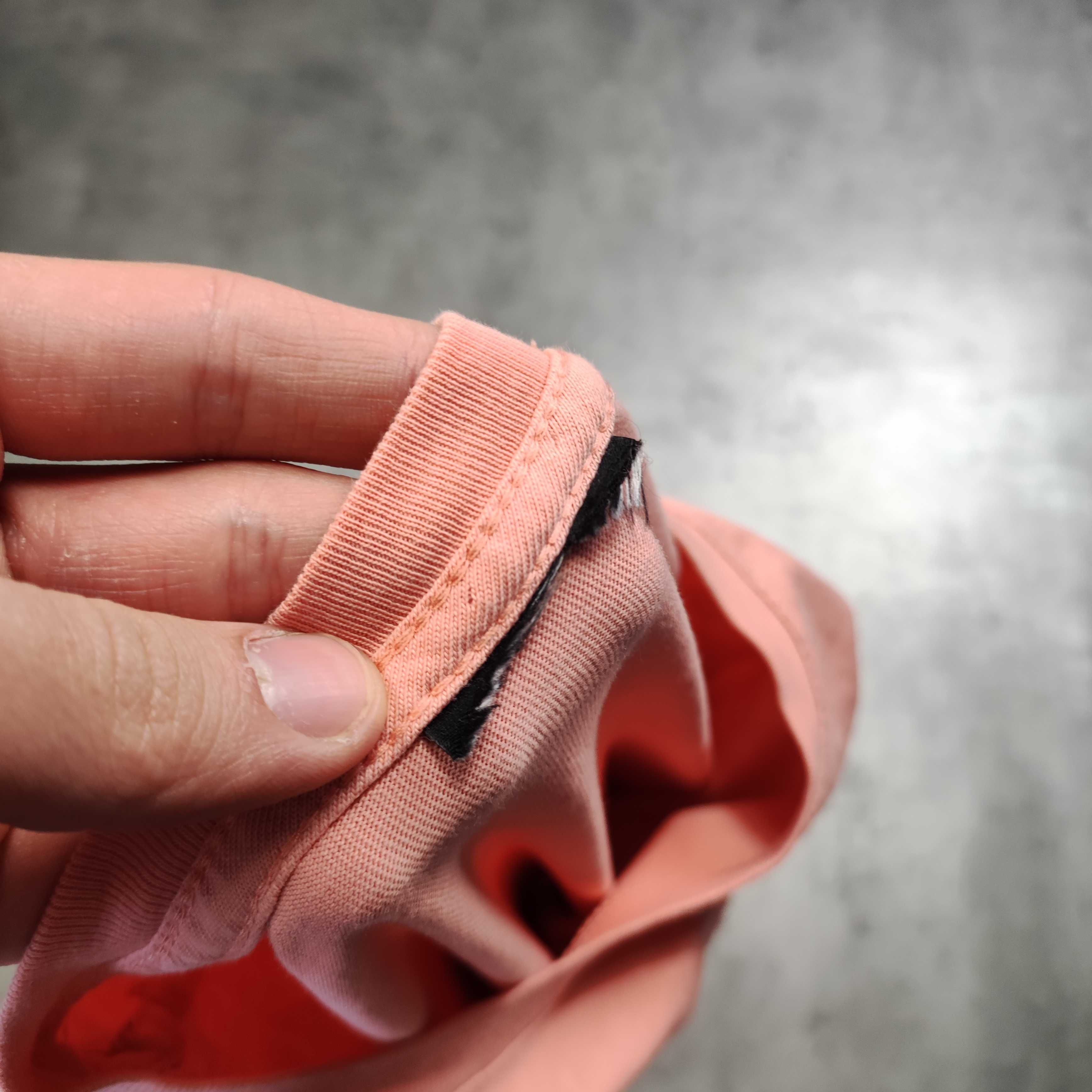 MĘSKA PREMIUM Koszulka Pudrowy Róż Logo Środek Nike Bawełna Casual