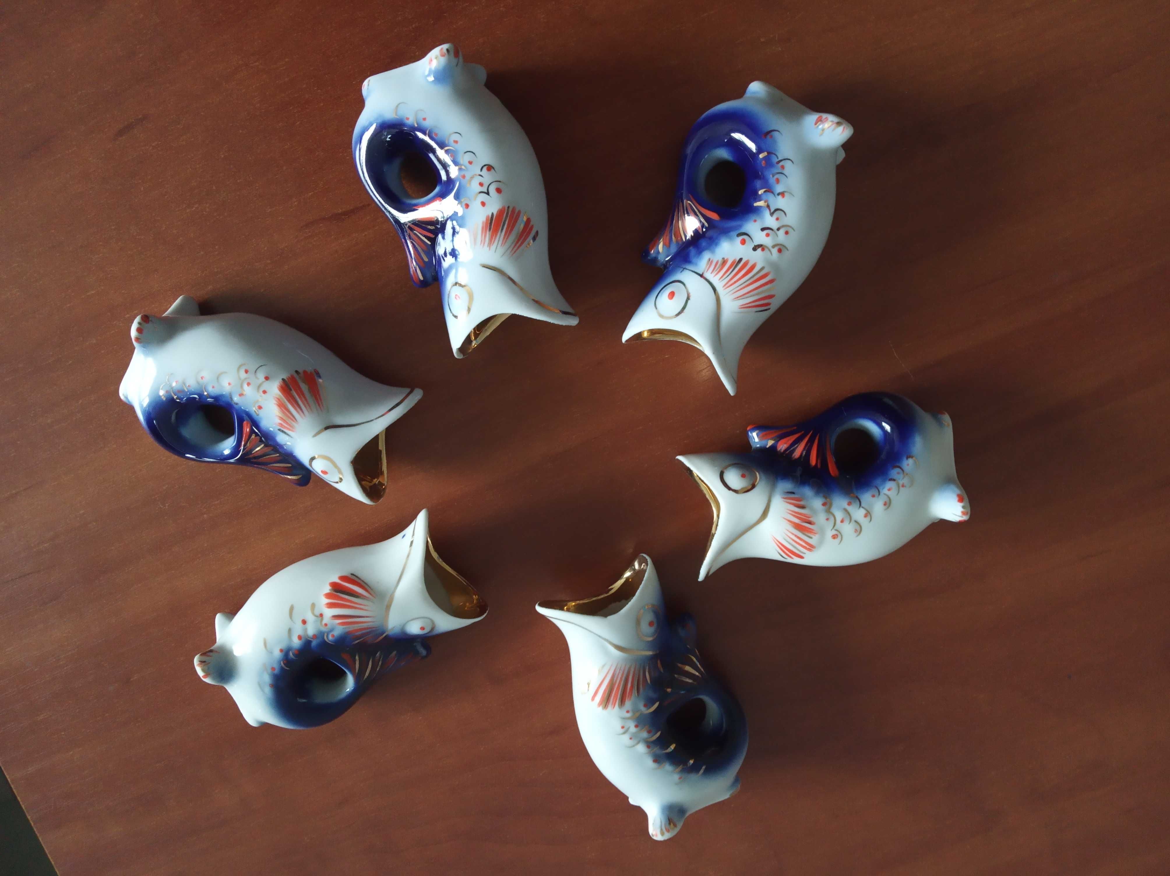 Рюмки «Рыбки» 6шт, стопки чарки керамика СССР