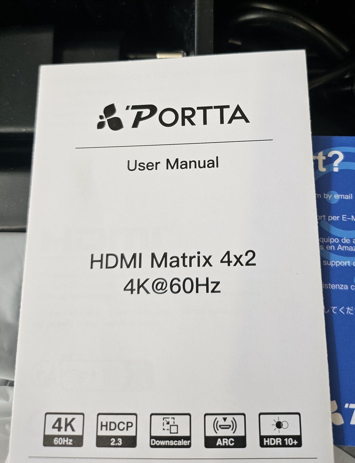Przełącznik matrycowy Portta 4K 60Hz HDMI Matrix 4x2 PORTTA