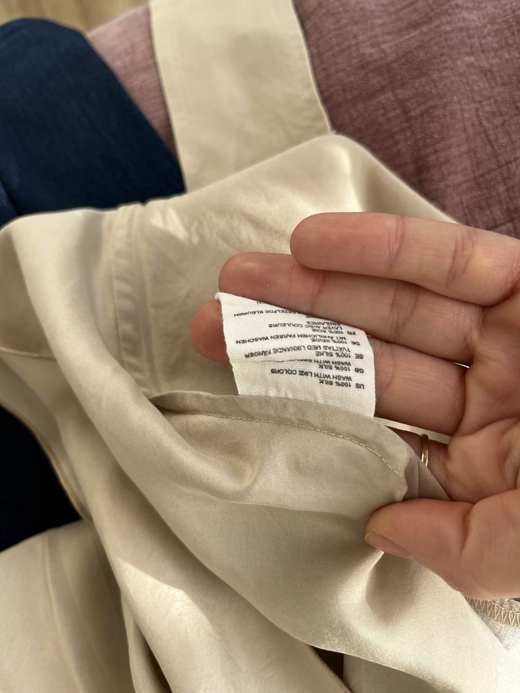 100% jedwab jedwabna bluzka kimonowa H&M M beżowa