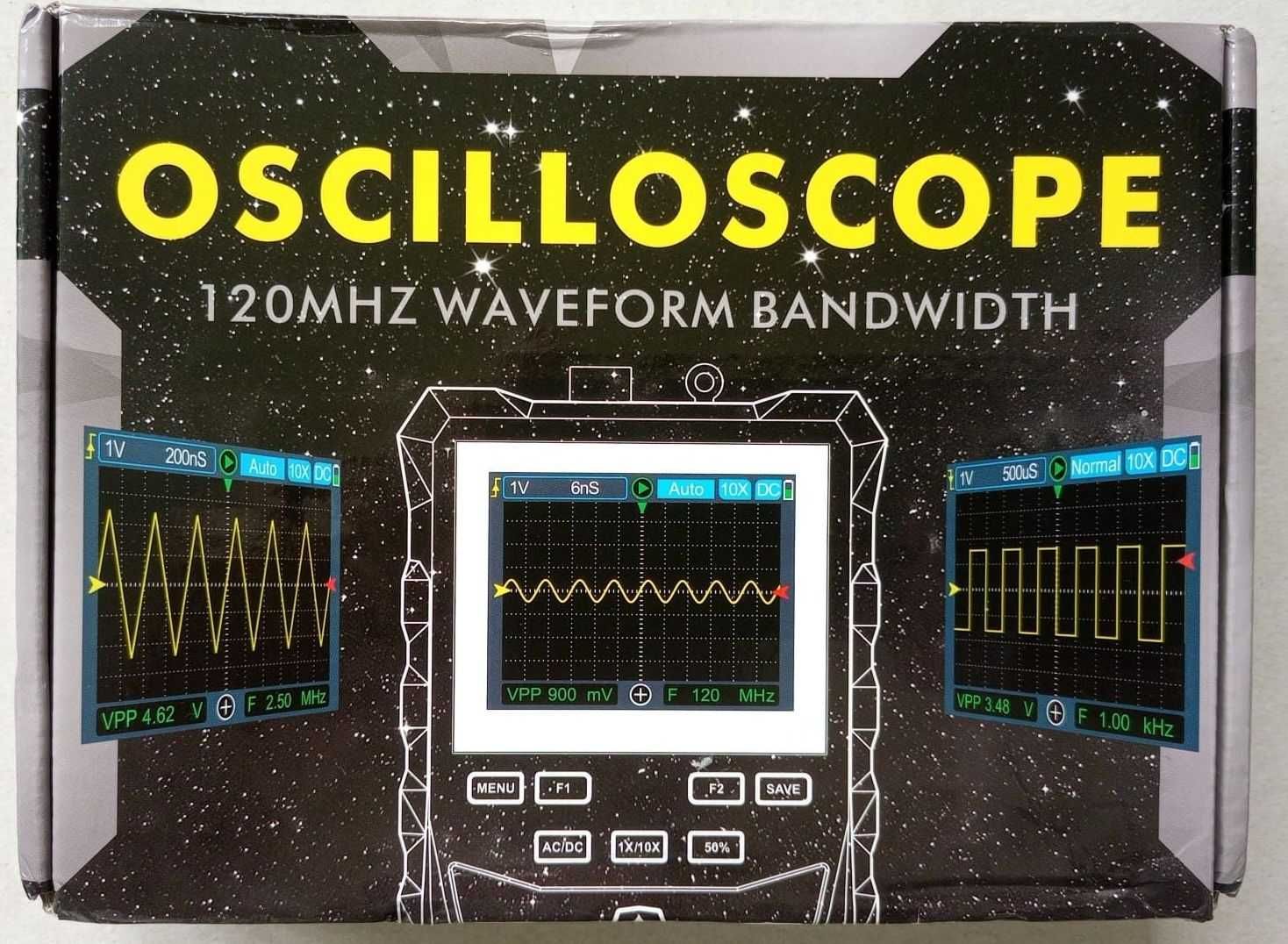 Портативный осциллограф ET120M 500MS/s 120MHz дисплей 320х280 с Li-Ion