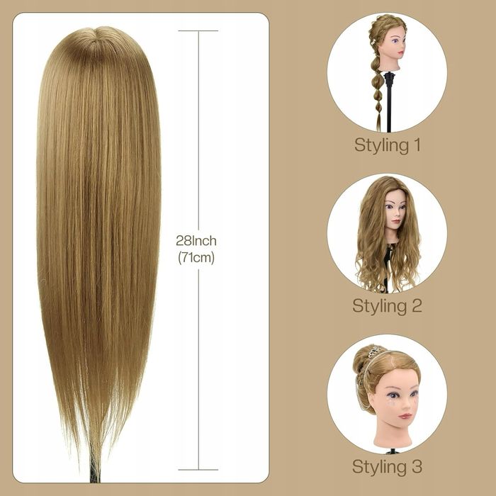 Główka treningowa Neverland 71cm 80% ludzkich włosów, blond