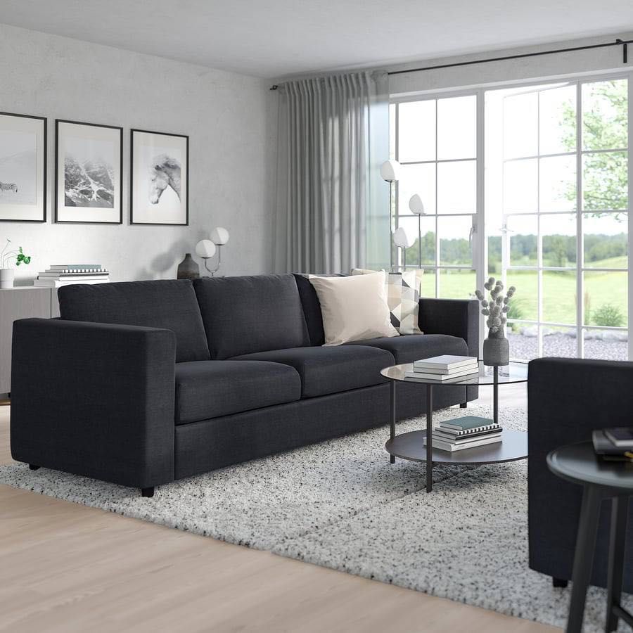 Sofá 3 lugares azul-preto ikea vimle