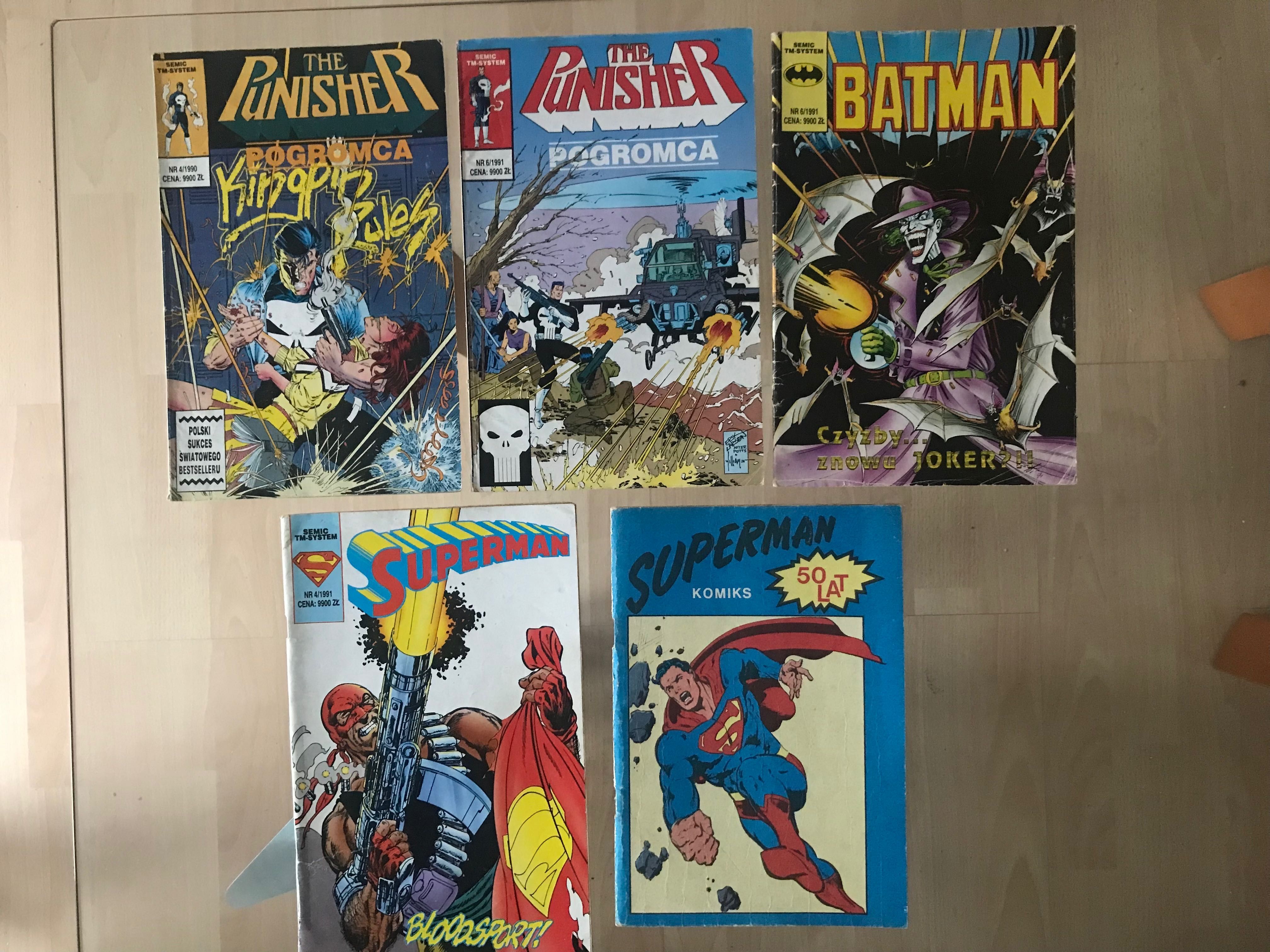 Komiks PRL superman, Batman, punisher