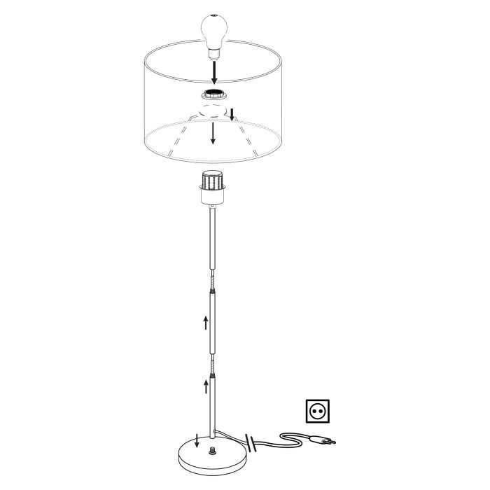 Lampa podłogowa z białym abażurem Eglo PASTERI, odcienie szarości