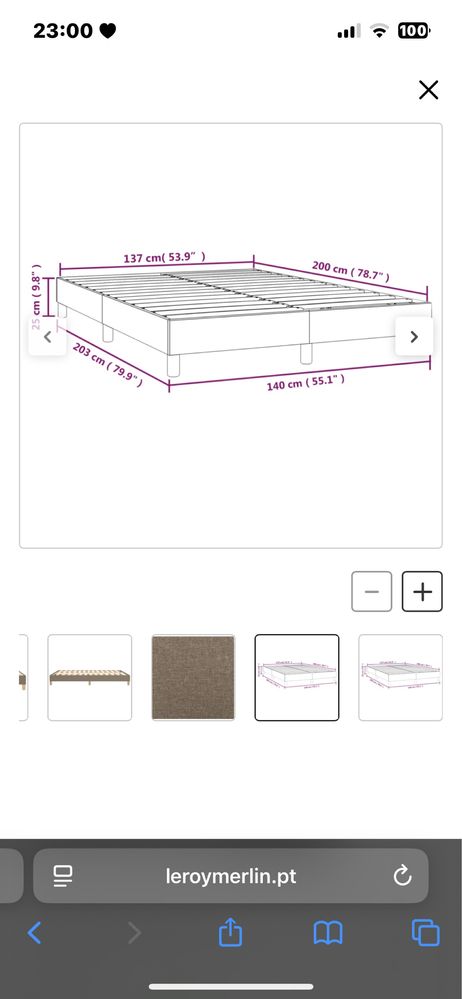Cama com tecido castanho-acizentado