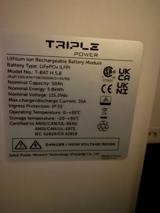 Bateria Solax T-Bat  H5,8 (Master com BMS) - 5,8Kw LifePo4 Usada