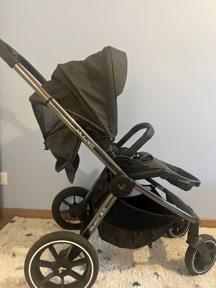 Wózek 2 w 1 Muuvo Quick 2.0 Black Chrome XL + akcesoria