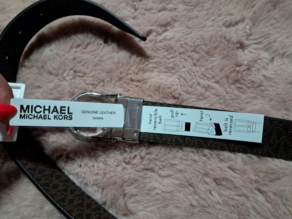 Michael Kors pasek twist belt dwustronny logowany monogram skórzany re