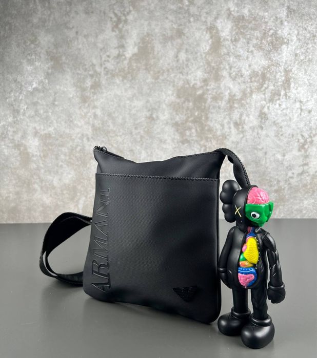 Сумка через плече Armani чорна чоловіча сумка армані чорна чоловіча