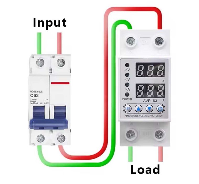 Реле напруги,40 А,з захистом по струму та программуванням