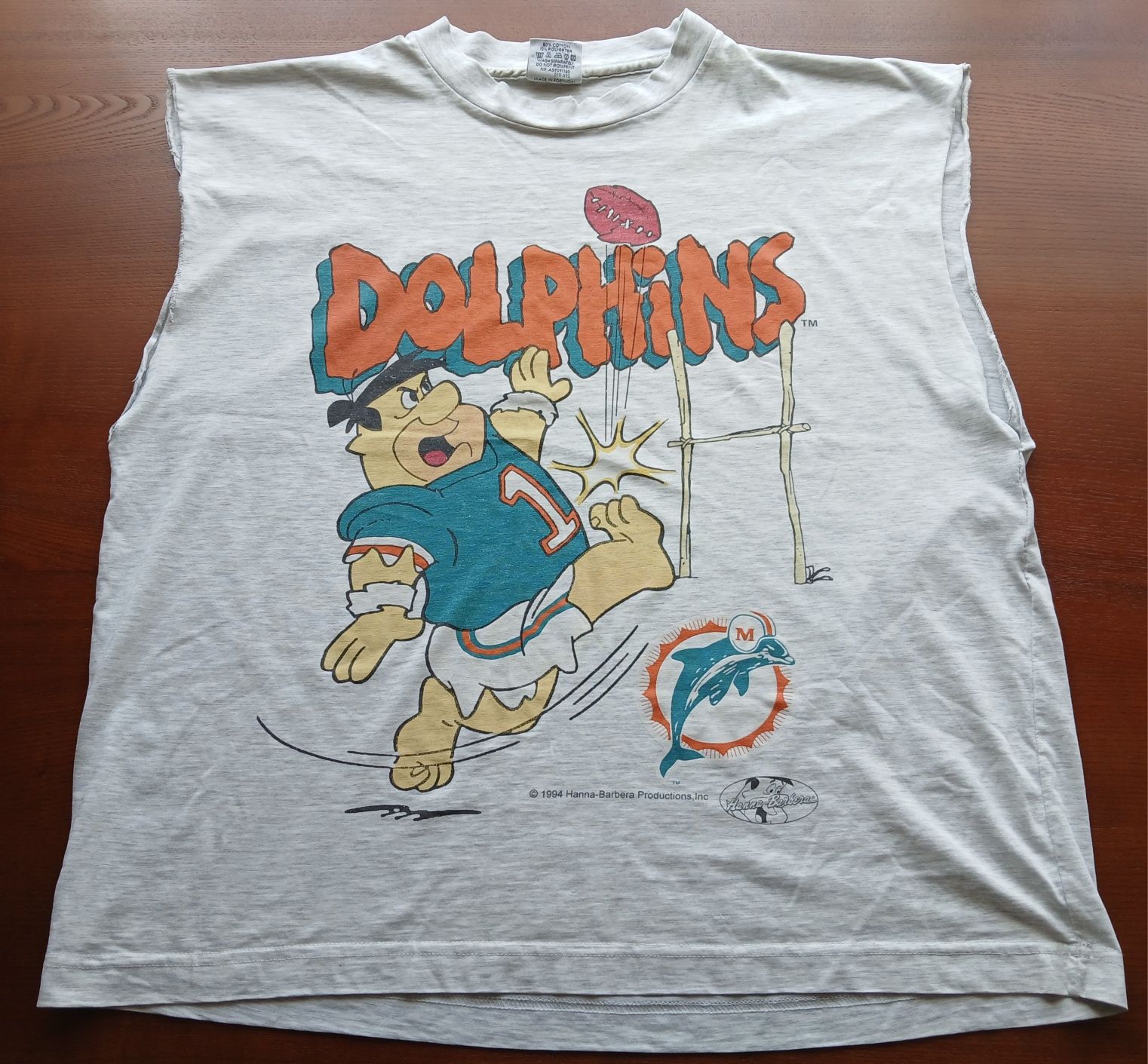 Vintage y2k мерч футболка фильм The Flintstones NFL Miami Dolphins 94г