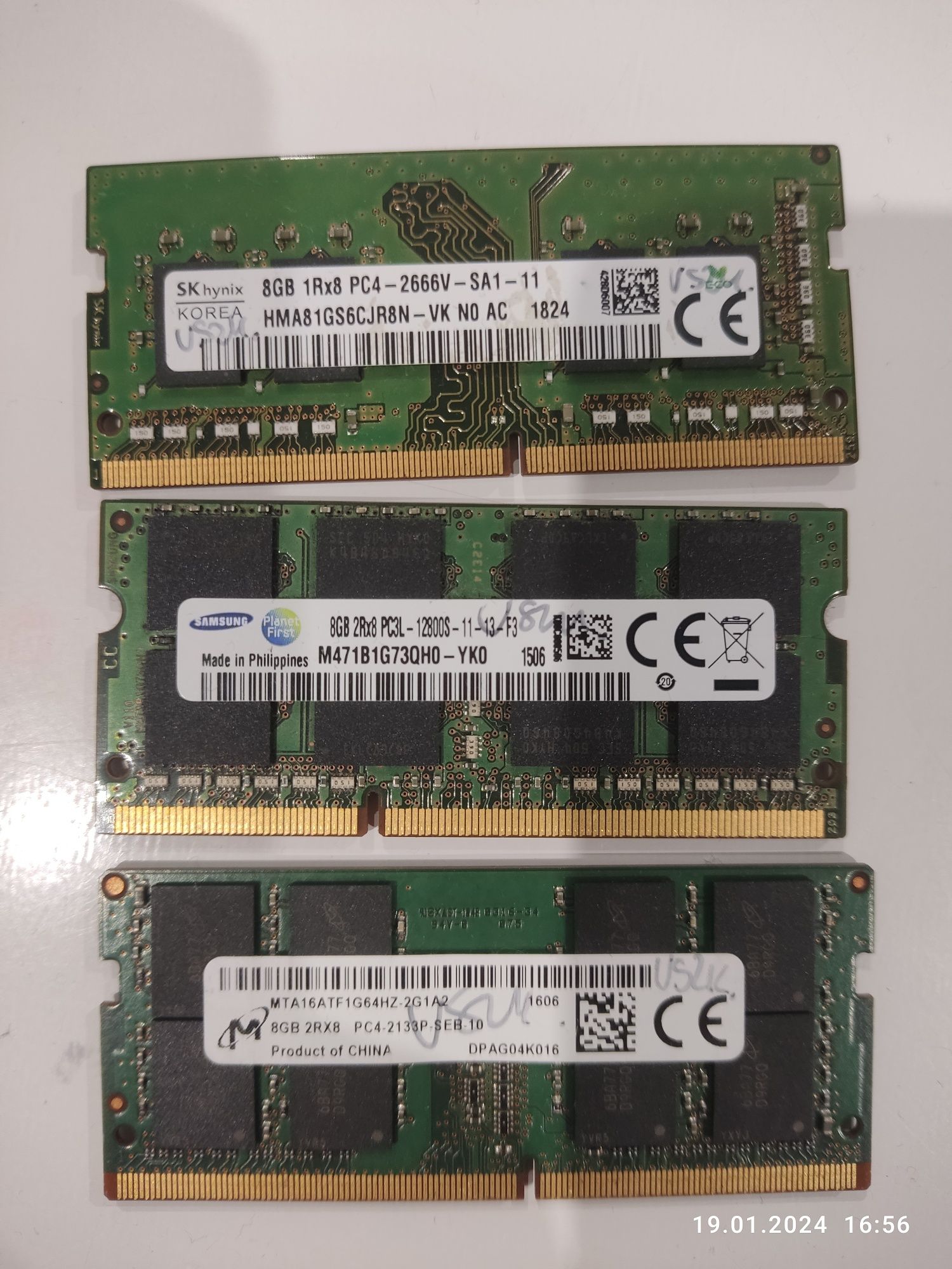 Zestaw uszkodzonych kości pamięci DDR3 DDR4