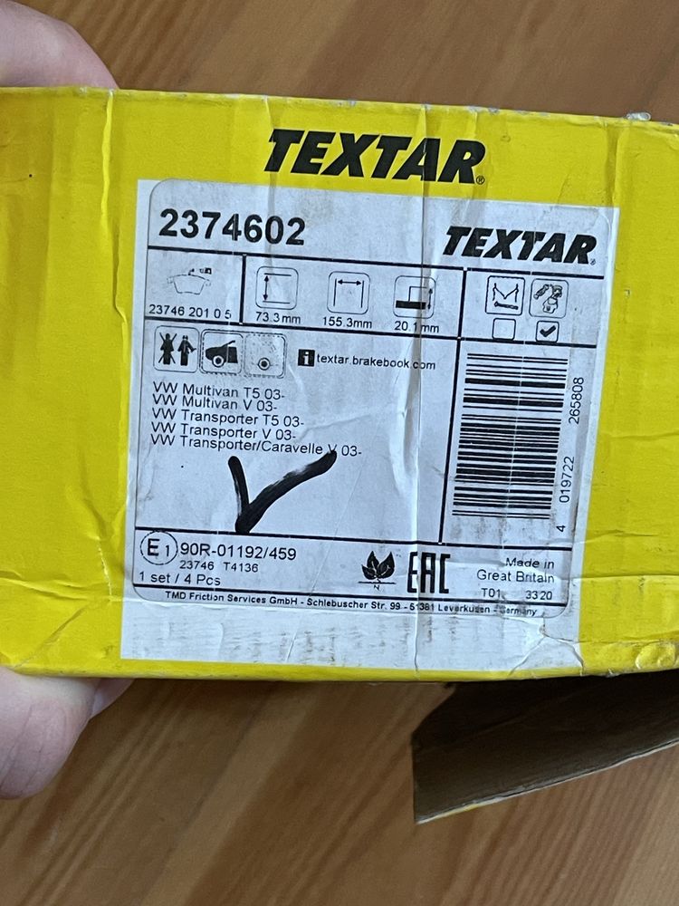 Klocki hamulcowe Textar VW audi transporter multivan