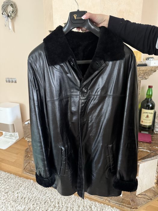 Чоловіча шкіряна дублянка розміру XL зимова/осіння